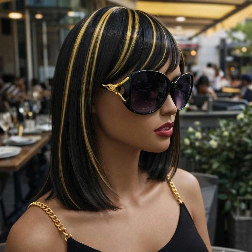 Oversized Round Black Sunglasses‎ Gold Sculptural Temple Purple Gradient Lens